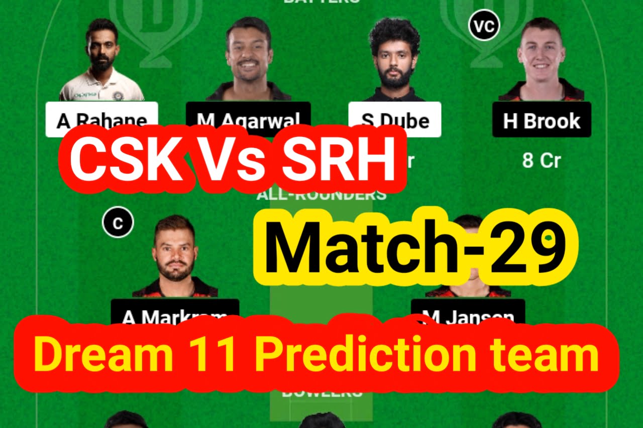 CSK Vs SRH Today Dream11 Prediction team: 