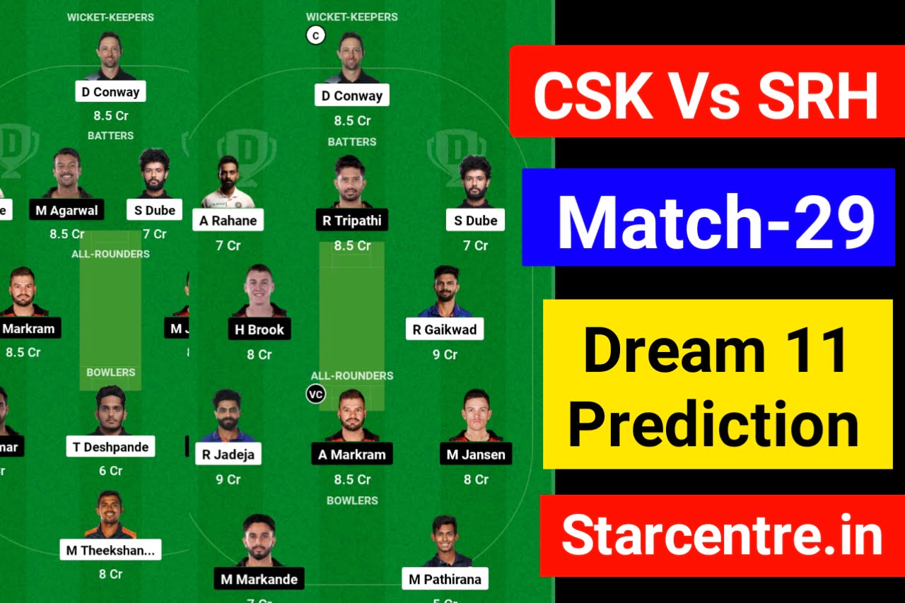 CSK VS SRH Today Dream11 Team: 
