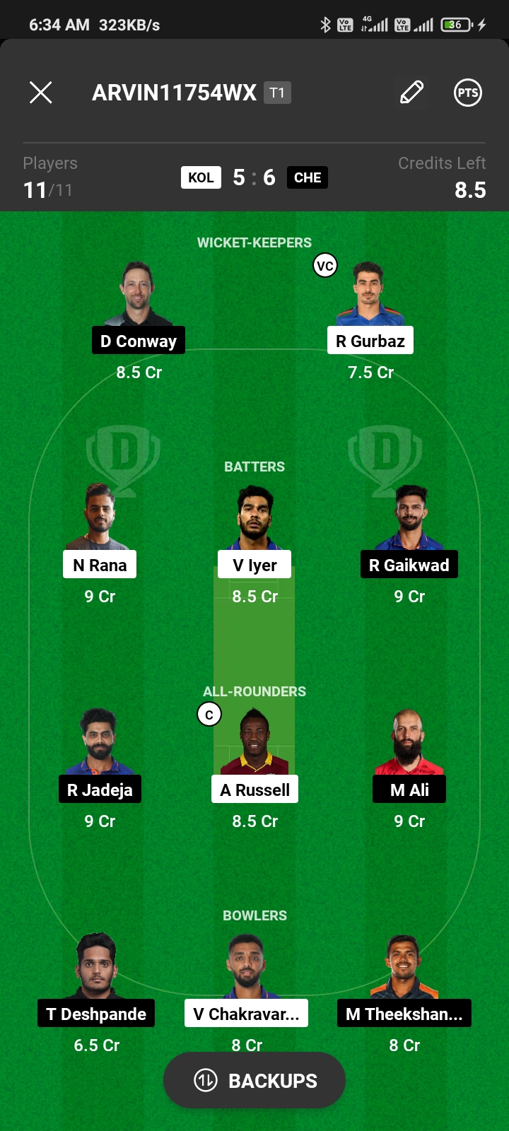 CSK Vs KKR Today Dream11 Team Captain And Vice Captain