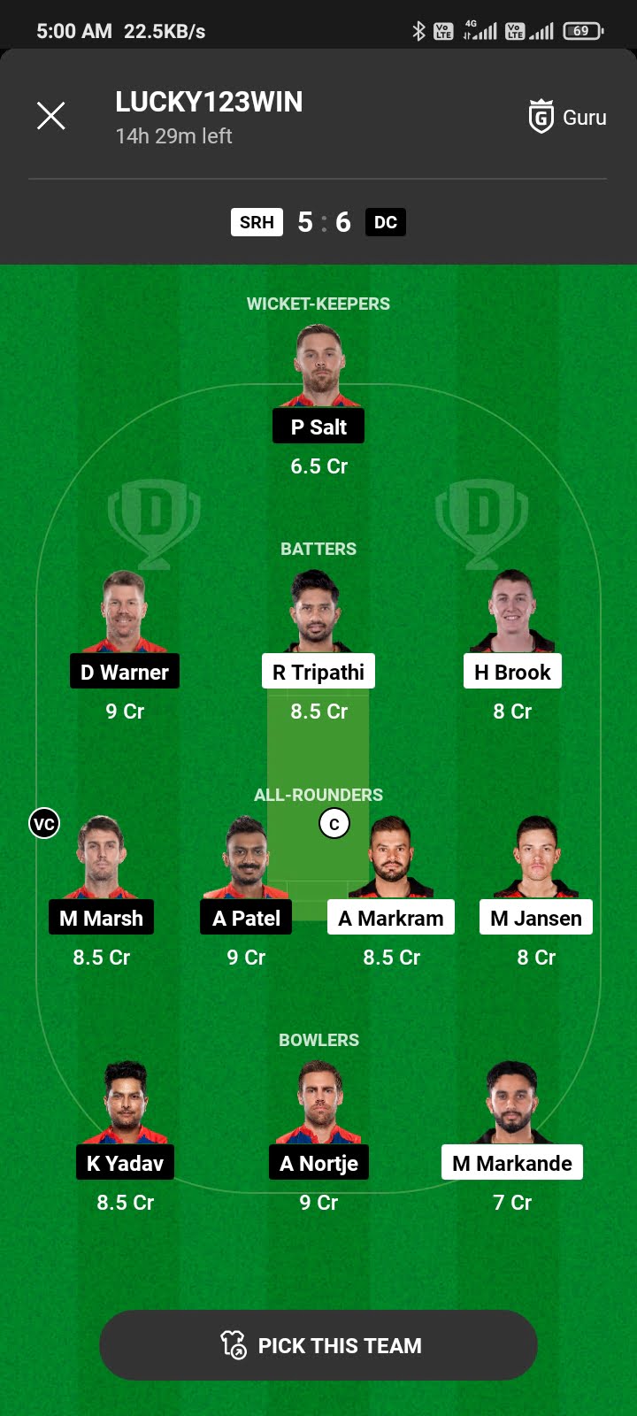 DC Vs SRH Today Dream11 Team Captain And Vice Captain: