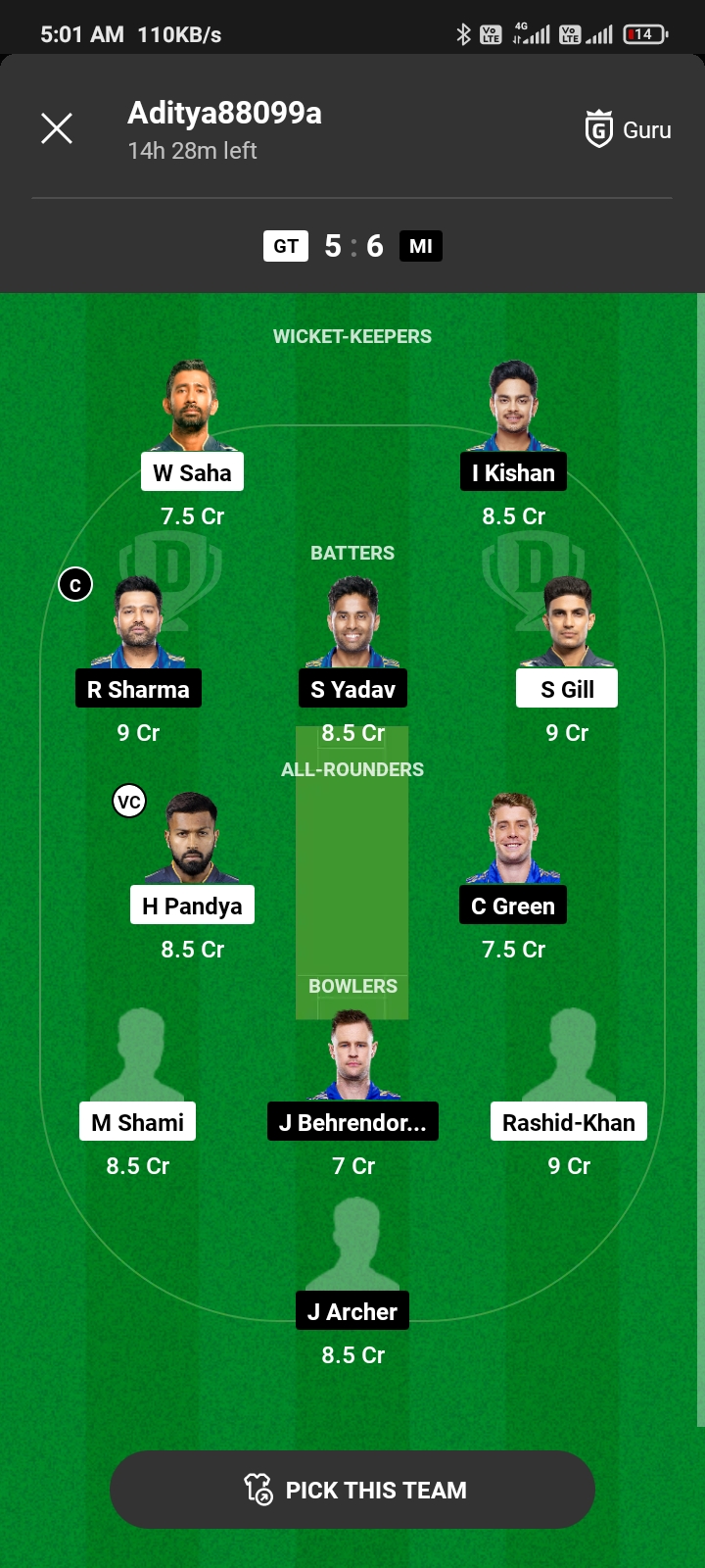 Today Dream11 Team Captain And Vice Captain