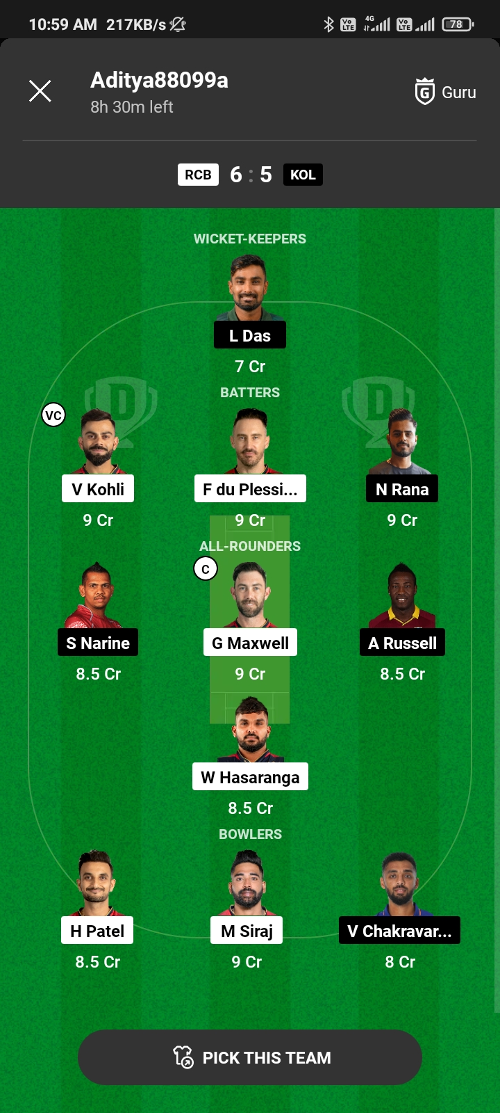 Aaj ki dream11 team