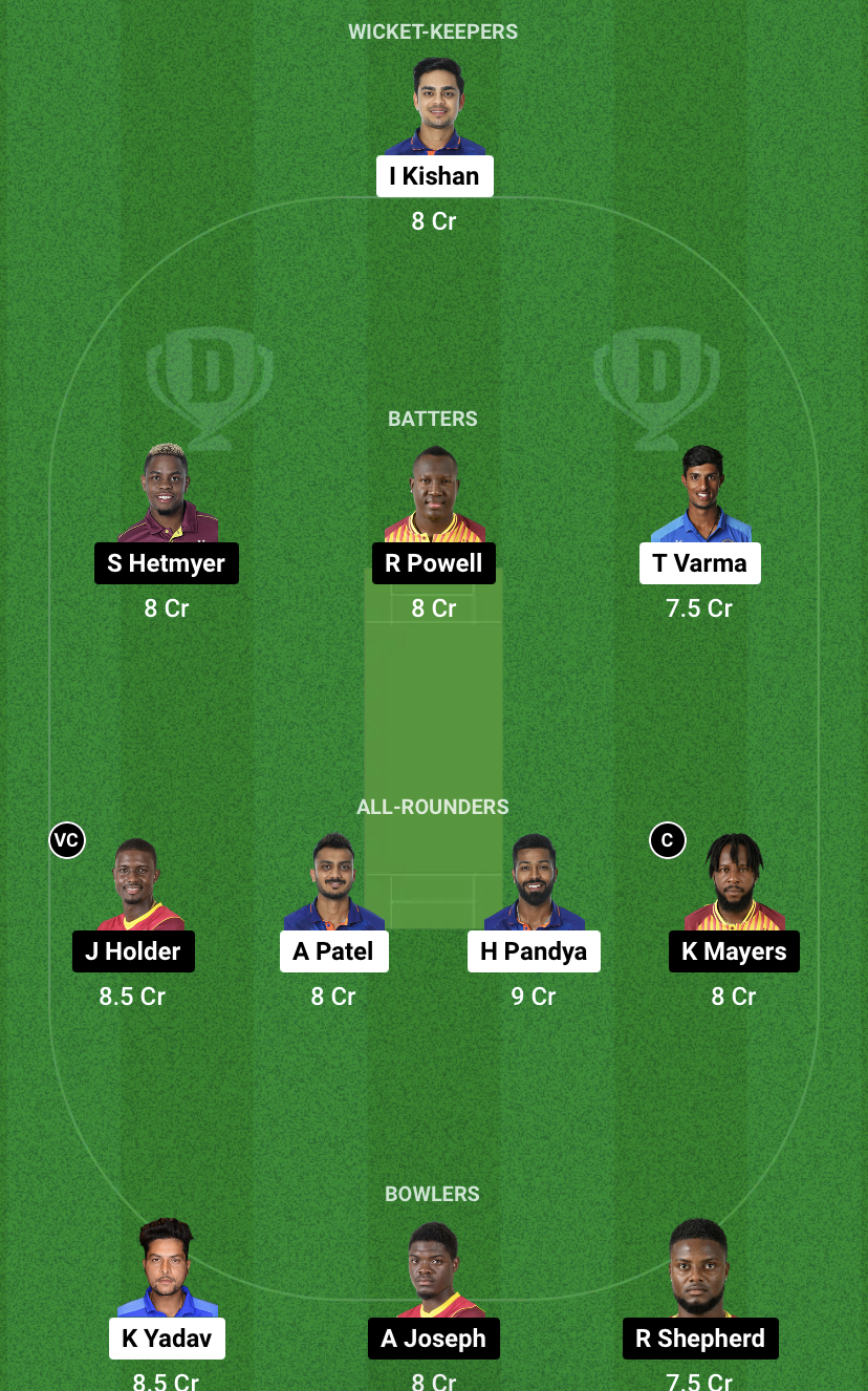 [08-Aug -2023] Today India vs West Indies Dream11 Capitan and Vice Captain: